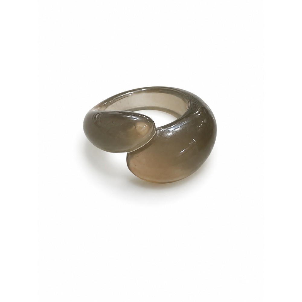 Chunky Transparent Gray Acrylic Statement Ring Size 8 Modern Fashion Jewelry
